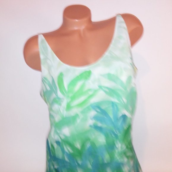 CAbi Green and Blue Leaf Print Midi Dress - Picture 3 of 10